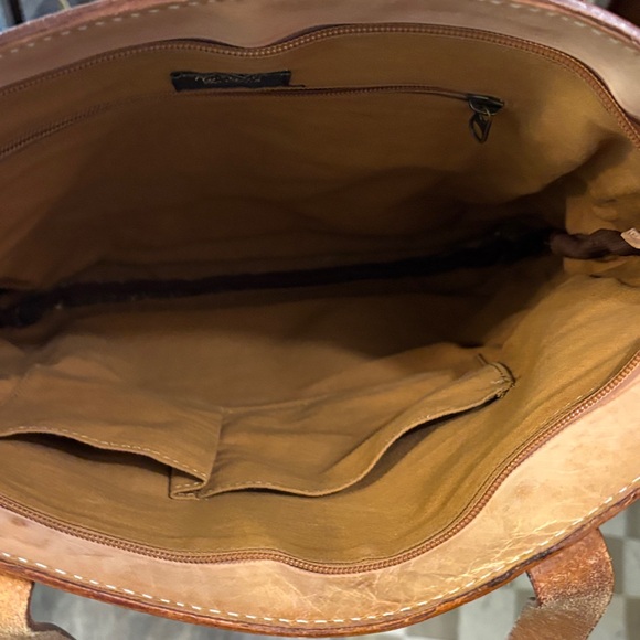 Brown and Tan Leather Fringe Tote Bag - Picture 3 of 3